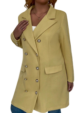 Plus Size Outerwear Raven - Double Breasted Wool-like Coat