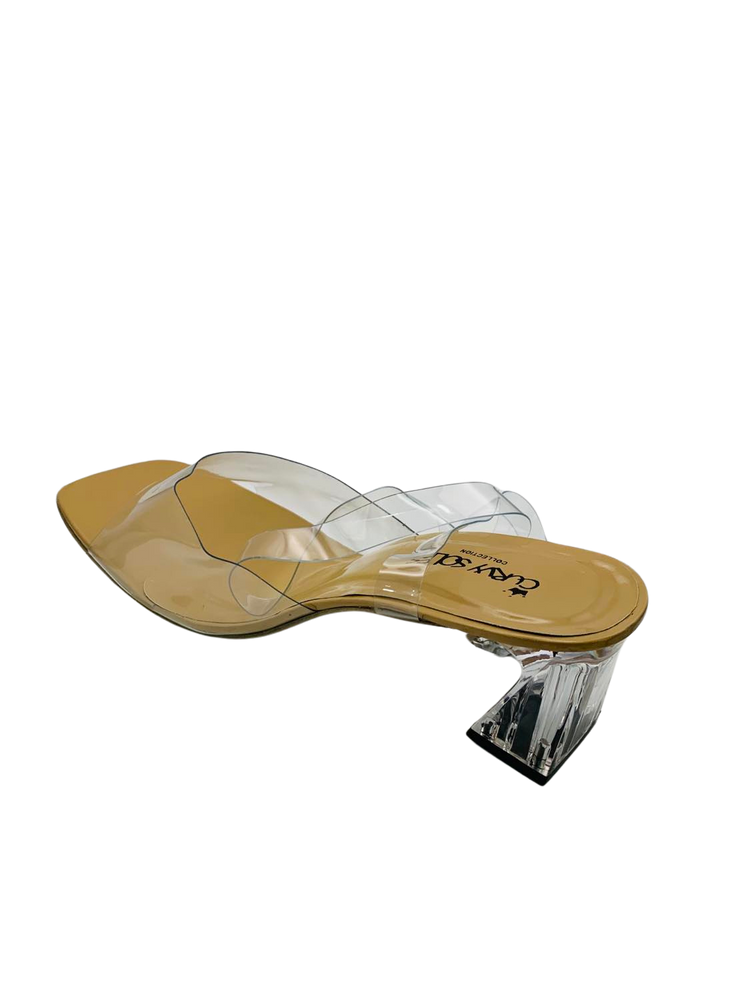 Curvy Soles Dorothy - Widefit Ankle Strap Clear Heels