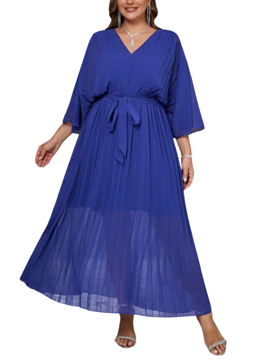 Plus Size Dress Losania - Long Pleated Dress