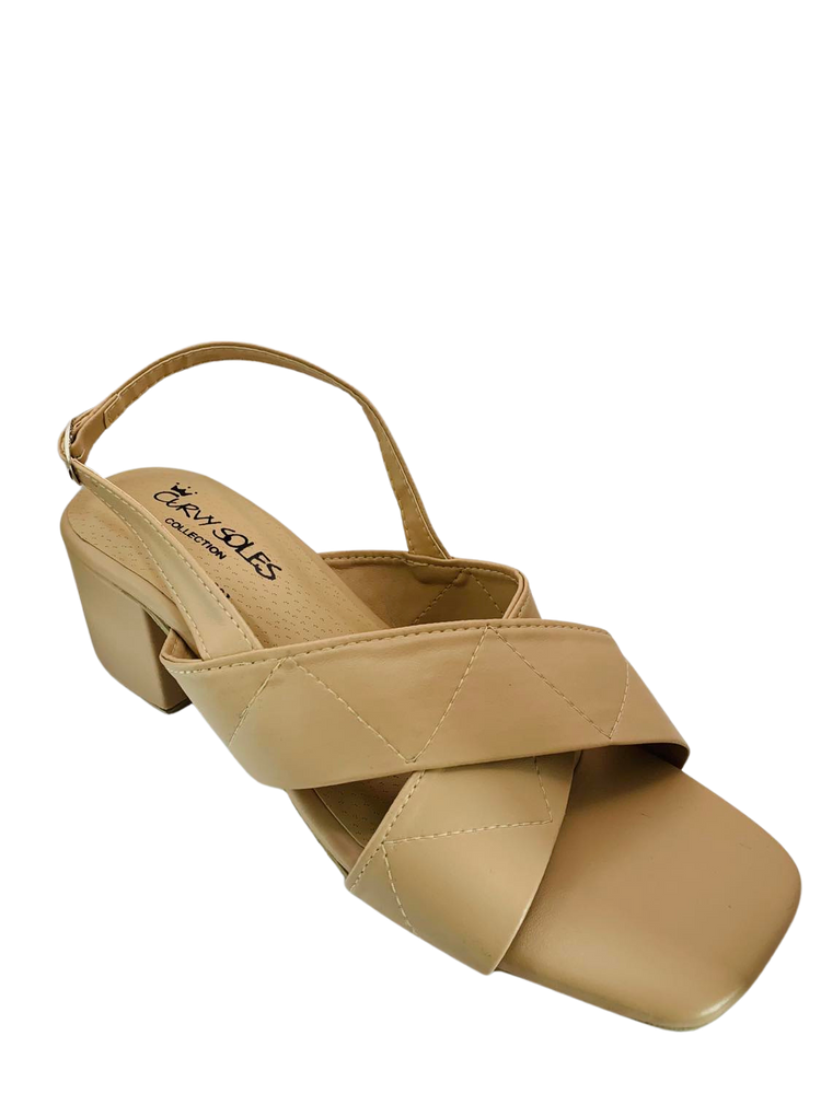 Curvy Soles Rosa - Widefit Block Ankle Strap Heels