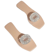 Widefit Curvy Soles Cavelle - Clear with Rhinestone Strap Flats