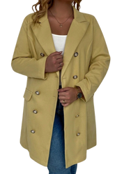 Plus Size Outerwear Raven - Double Breasted Wool-like Coat