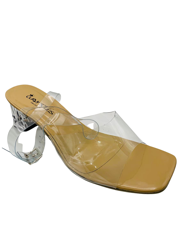 Curvy Soles Dorothy - Widefit Ankle Strap Clear Heels