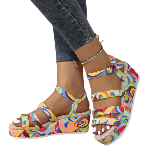 Curvy Soles Oana - Wide Fit Wedge Sandals