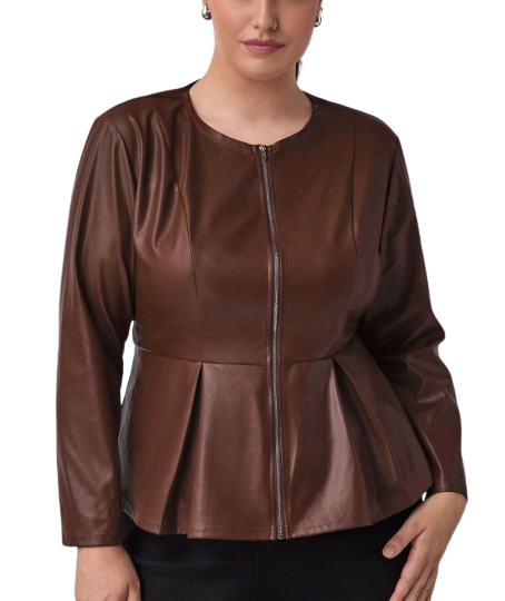 Plus Size Outerwear Assunta - PU Leather Jacket