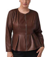 Plus Size Outerwear Assunta - PU Leather Jacket