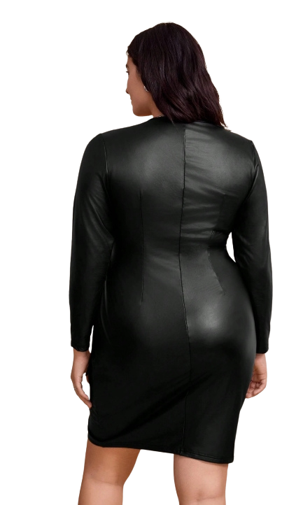 Plus Size Dress Moala - PU Leather Dress