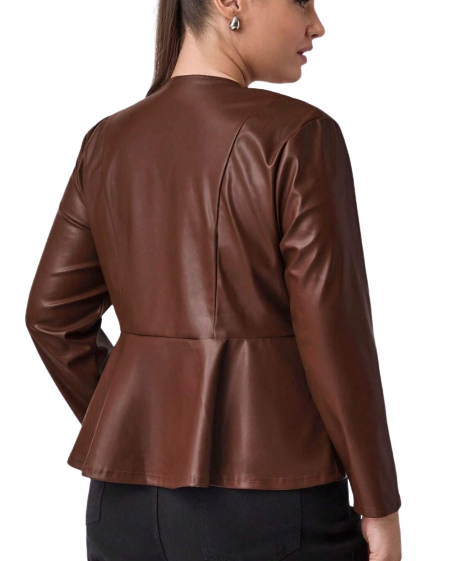 Plus Size Outerwear Assunta - PU Leather Jacket