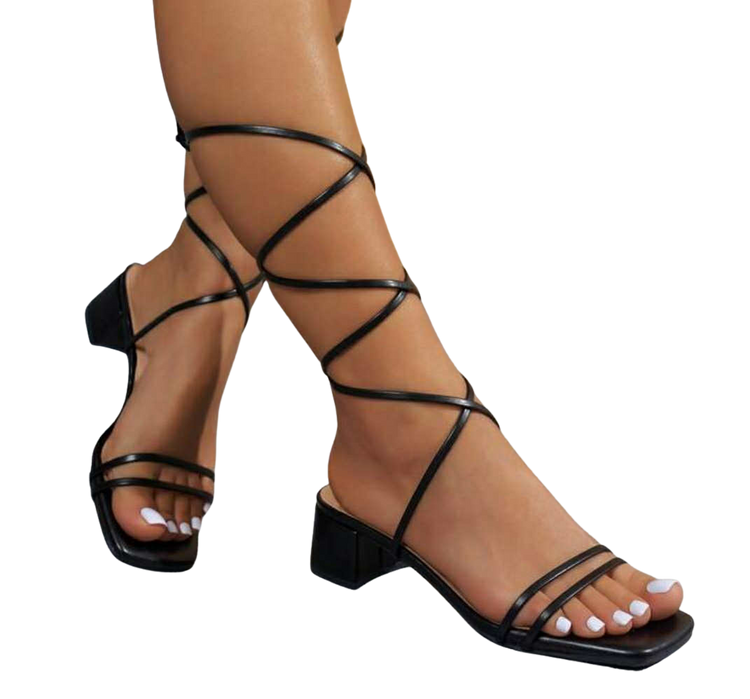 Curvy Soles Birce - Widefit Leg Strap Mini Heels