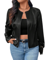 Plus Size Outerwear Nancy - PU Leather Coat