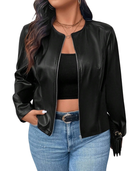 Plus Size Outerwear Nancy - PU Leather Coat
