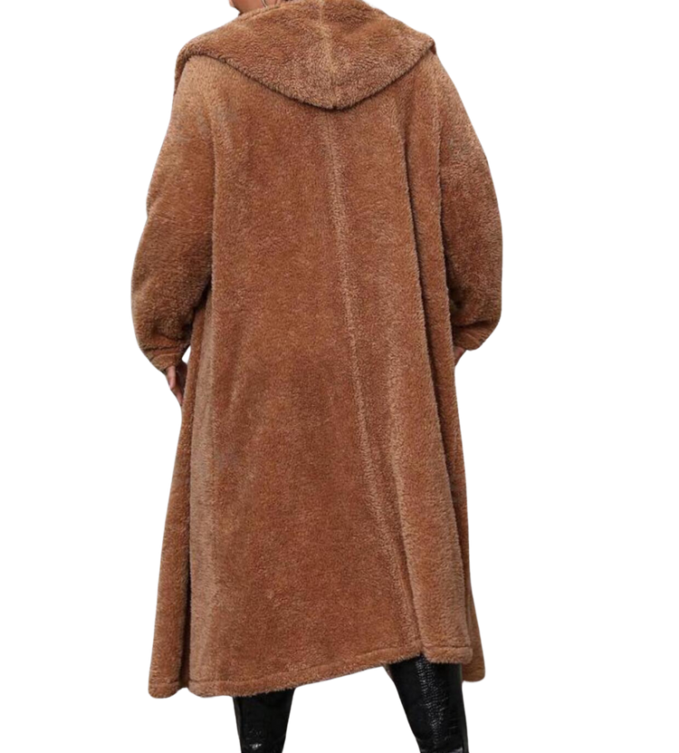 Plus Size Outerwear Gail - Longline Hooded Teddy Coat