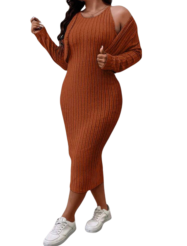 Plus Size Dress Martha - Knitted 2 Piece Dress & Cardi