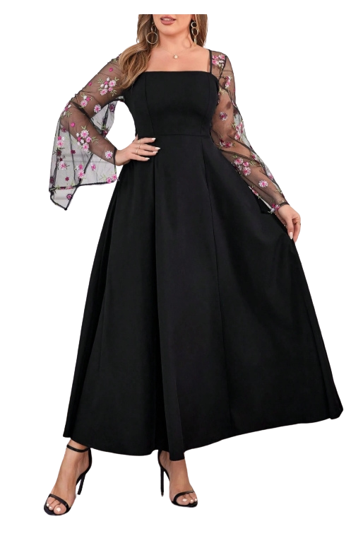 Plus Size Dress Chrissy - Mesh Sleeve Dress