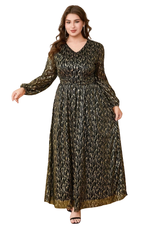 Plus Size Dress Isafele - Long Glitter Dress