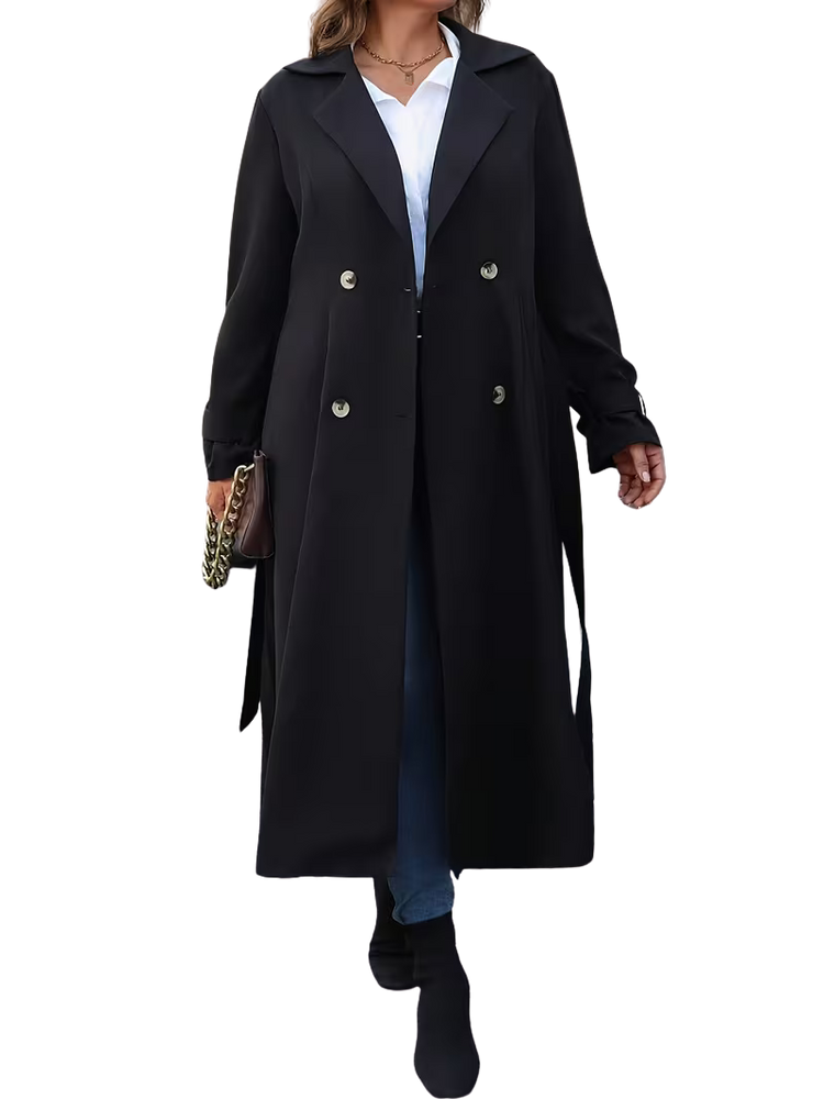 Plus Size Outerwear Olina - Double Breasted Wool Like Coat